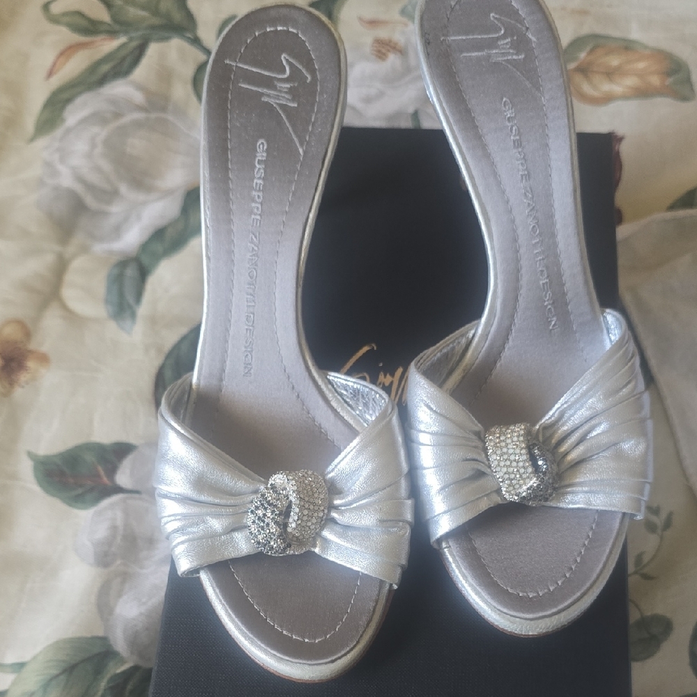 Giuseppe Zanotti Silver Heeled Sandals